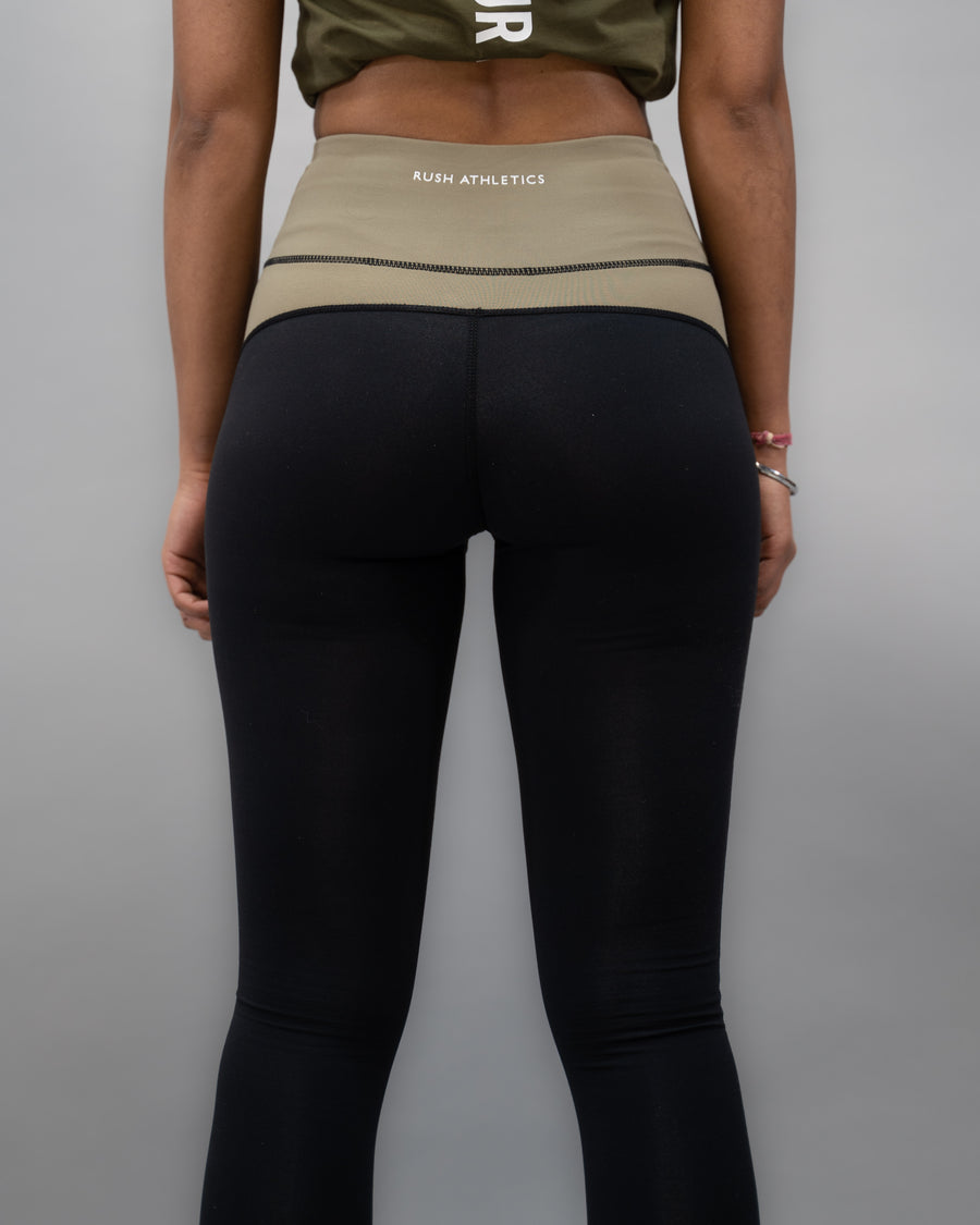 WOMENS HIGH-WAISTED LEGGINGS | BLACK & KHAKI