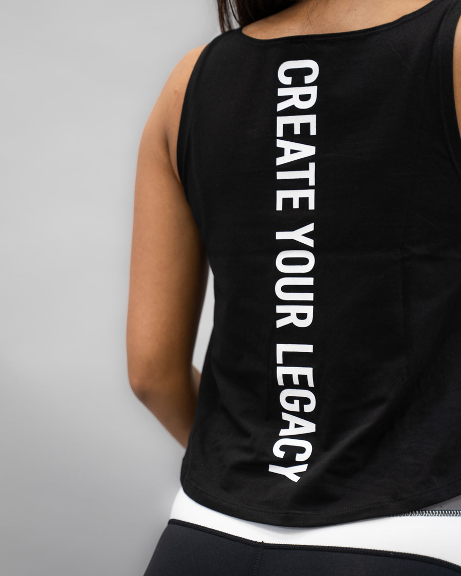 WOMENS LEGACY CROPPED VEST | BLACK